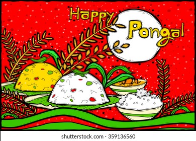 einfach zu bearbeiten Vektorgrafik von Happy Pongal Hintergrund