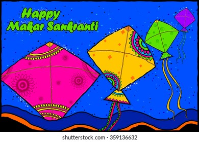easy to edit vector illustration of Happy Makar Sankranti background