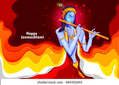 easy to edit vector illustration of Happy Krishna Janmashtami background