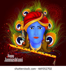 easy to edit vector illustration of Happy Krishna Janmashtami background