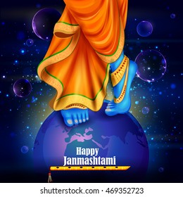 easy to edit vector illustration of Happy Krishna Janmashtami background