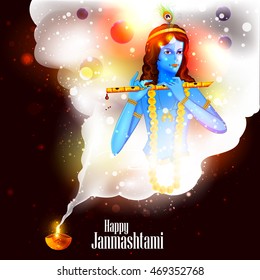 easy to edit vector illustration of Happy Krishna Janmashtami background