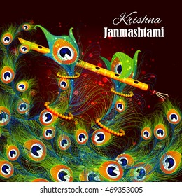 easy to edit vector illustration of Happy Krishna Janmashtami background