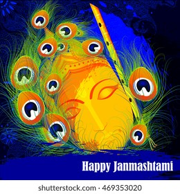 easy to edit vector illustration of Happy Krishna Janmashtami background