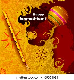 easy to edit vector illustration of Happy Krishna Janmashtami background