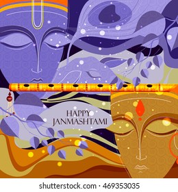 easy to edit vector illustration of Happy Krishna Janmashtami background