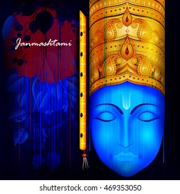 easy to edit vector illustration of Happy Krishna Janmashtami background