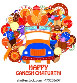 easy to edit vector illustration of Happy Ganesh Chaturthi background