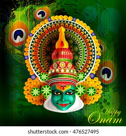leicht zu bearbeitende Vektorgrafik von Happy Onam Feiertag für südindischen Festivalhintergrund