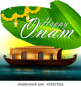 fácil de editar ilustración vectorial de Feliz Fiesta de Onam para el fondo del festival de la India del Sur