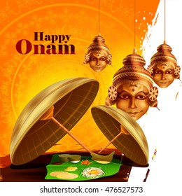 easy to edit vector illustration of Happy Onam  holiday for South India festival background