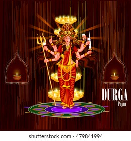easy to edit vector illustration of Happy Durga Puja India festival holiday background