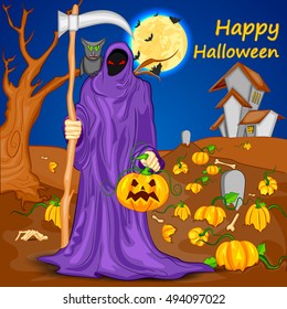 easy to edit vector illustration of Happy Halloween scary background