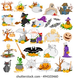easy to edit vector illustration of Happy Halloween scary object