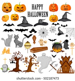 easy to edit vector illustration of Happy Halloween scary object