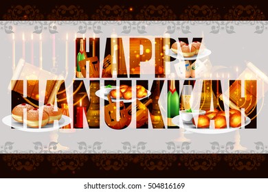 easy to edit vector illustration of Happy Hanukkah for Israel Festival of Lights celebration