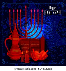 easy to edit vector illustration of Happy Hanukkah for Israel Festival of Lights celebration