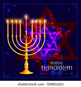 easy to edit vector illustration of Happy Hanukkah for Israel Festival of Lights celebration
