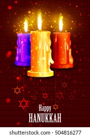 easy to edit vector illustration of Happy Hanukkah for Israel Festival of Lights celebration