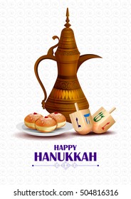 easy to edit vector illustration of Happy Hanukkah for Israel Festival of Lights celebration