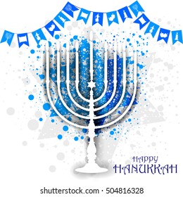 easy to edit vector illustration of Happy Hanukkah for Israel Festival of Lights celebration