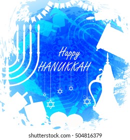 easy to edit vector illustration of Happy Hanukkah for Israel Festival of Lights celebration