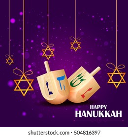 easy to edit vector illustration of Happy Hanukkah for Israel Festival of Lights celebration