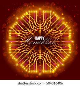 easy to edit vector illustration of Happy Hanukkah for Israel Festival of Lights celebration