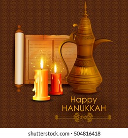 easy to edit vector illustration of Happy Hanukkah for Israel Festival of Lights celebration