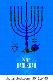 easy to edit vector illustration of Happy Hanukkah for Israel Festival of Lights celebration
