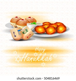 easy to edit vector illustration of Happy Hanukkah for Israel Festival of Lights celebration