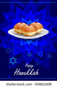 easy to edit vector illustration of Happy Hanukkah for Israel Festival of Lights celebration