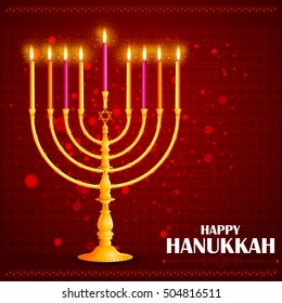 easy to edit vector illustration of Happy Hanukkah for Israel Festival of Lights celebration