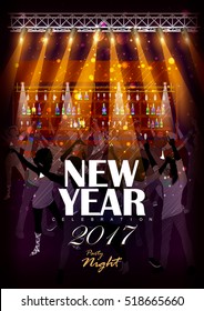 easy to edit vector illustration of Happy New Year 2017 party celebration poster