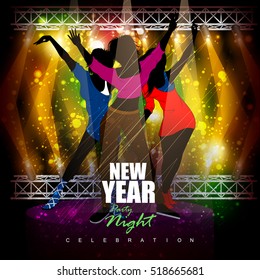 easy to edit vector illustration of Happy New Year 2017 party celebration poster