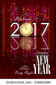 easy to edit vector illustration of Happy New Year 2017 party celebration poster