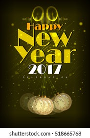 easy to edit vector illustration of Happy New Year 2017 party celebration poster