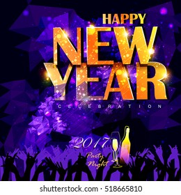 easy to edit vector illustration of Happy New Year 2017 party celebration poster