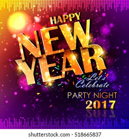 easy to edit vector illustration of Happy New Year 2017 party celebration poster