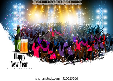 easy to edit vector illustration of Happy New Year 2017 disco party celebration poster