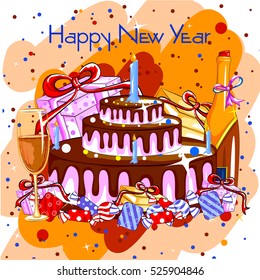 easy to edit vector illustration of Happy New Year 2017 party celebration poster