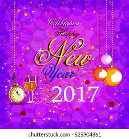 easy to edit vector illustration of Happy New Year 2017 party celebration poster