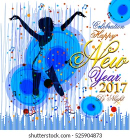 easy to edit vector illustration of Happy New Year 2017 party celebration poster