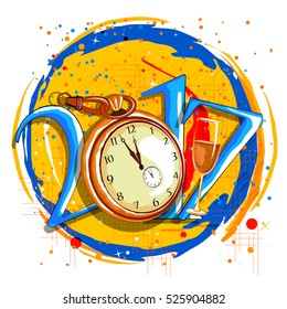 easy to edit vector illustration of Happy New Year 2017 party celebration poster