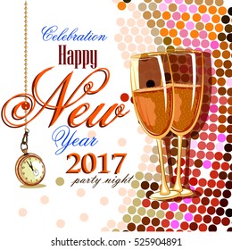 easy to edit vector illustration of Happy New Year 2017 party celebration poster