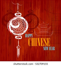 easy to edit vector illustration of Happy Chinese New Year greeting background