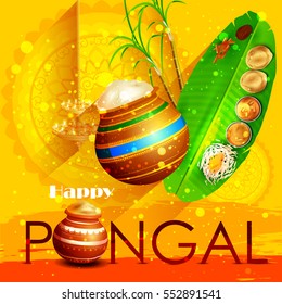 easy to edit vector illustration of Happy Pongal festival of Tamil Nadu India background