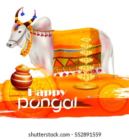 easy to edit vector illustration of Happy Pongal festival of Tamil Nadu India background