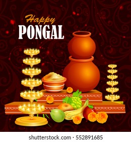 easy to edit vector illustration of Happy Pongal festival of Tamil Nadu India background