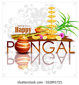 easy to edit vector illustration of Happy Pongal festival of Tamil Nadu India background